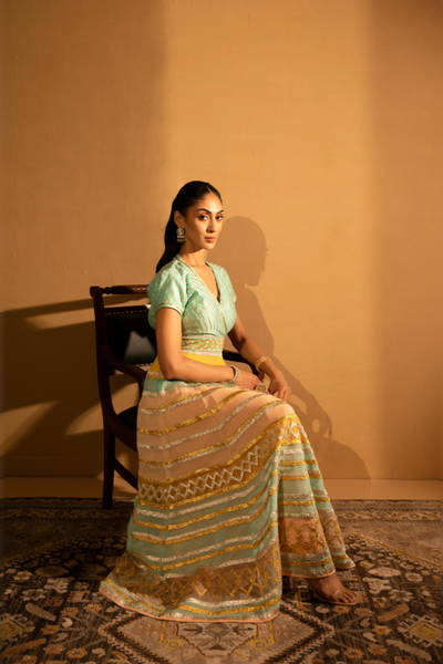 Aqua Multicolor Anarkali Set