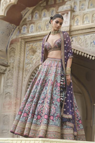 Toyam Embroidered Zardozi Silk Lehenga Set