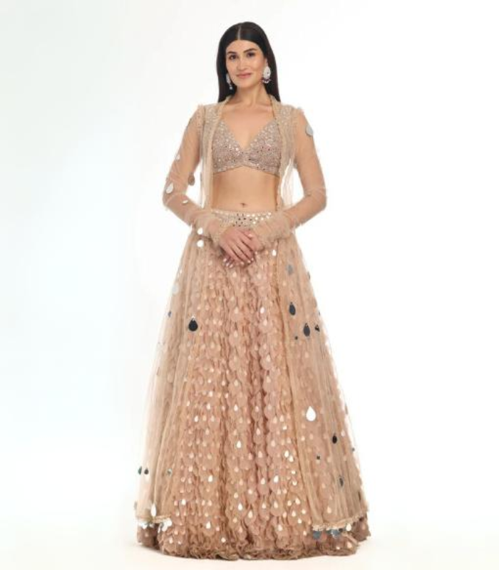 Blush Applique Lehenga Jacket Set