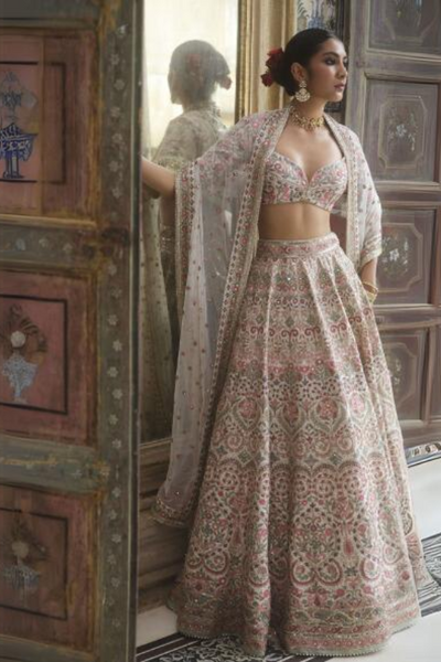 Tridha Embroidered Zardozi Silk Lehenga Set