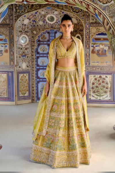 Sol Gota Patti Silk Lehenga Set – Yellow