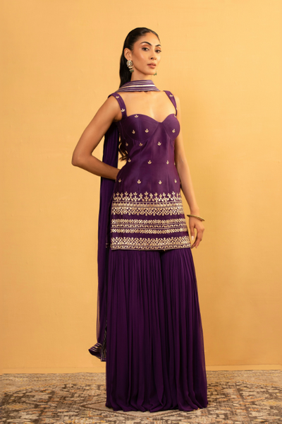 Purple Sharara Set