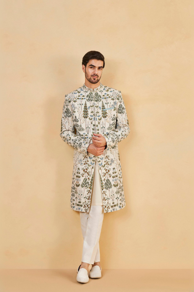 Taksh Hand-painted Pichhwai Silk Sherwani