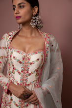 Load image into Gallery viewer, IVORY FULL SLEEVE KURTA WITH GREEN GHARARA - The Grand Trunk