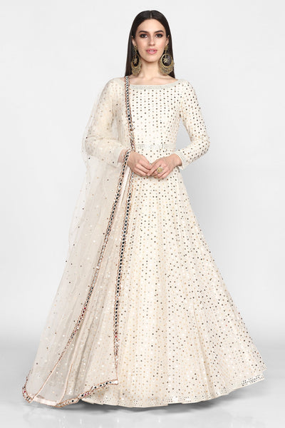 Abhinav Mishra  Off White  Anarkali Set - The Grand Trunk