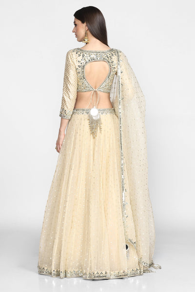 Abhinav Mishra  Beige Lehenga Set - The Grand Trunk