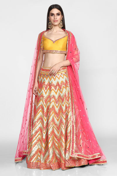 Abhinav Mishra  Multicolor Lehenga Set - The Grand Trunk