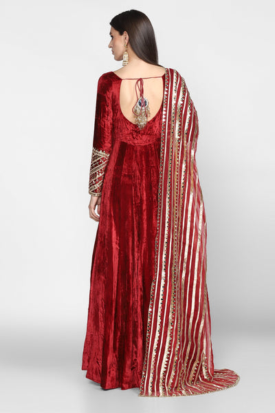 Abhinav Mishra  Maroon Anarkali - The Grand Trunk