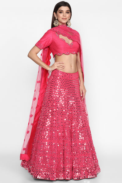 Abhinav Mishra Rani Pink  Lehenga Set - The Grand Trunk