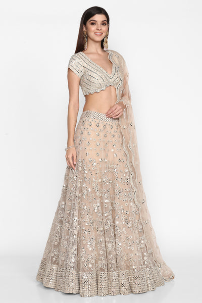 Abhinav Mishra Blush  Lehenga Set - The Grand Trunk