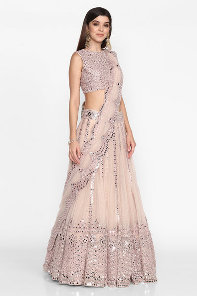 Abhinav Mishra Light Lilac  Lehenga Set - The Grand Trunk