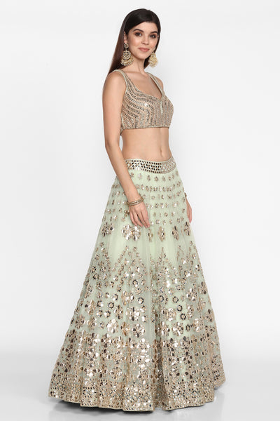 Abhinav Mishra Ivory  Lehenga Set - The Grand Trunk