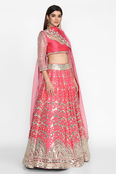 Abhinav Mishra Pink  Lehenga Set - The Grand Trunk