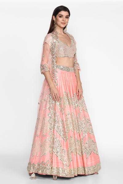 Abhinav Mishra Pink Lehenga Set - The Grand Trunk