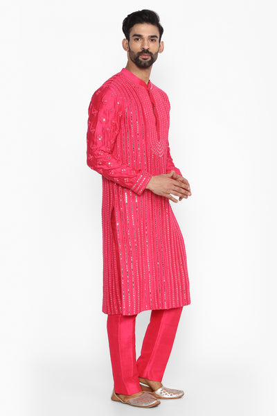 Abhinav Mishra Rani Pink  Kurta - The Grand Trunk