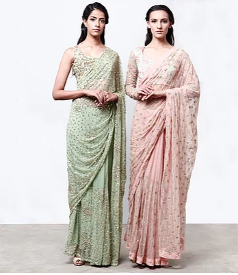 Astha Narang Mint Green Saree - The Grand Trunk