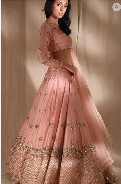 Astha Narang Pink Zari Lehenga - The Grand Trunk