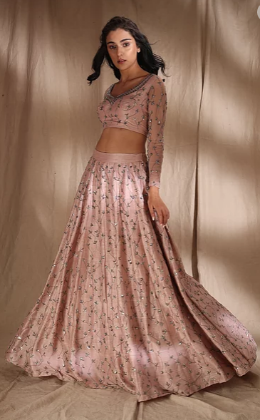 Astha Narang Pale Pink Raw Silk Lehenga - The Grand Trunk