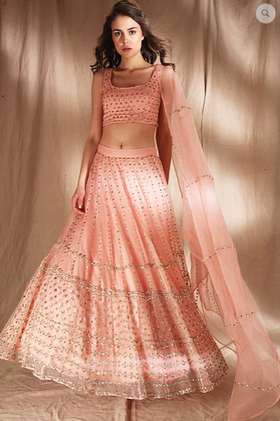 Astha Narang Peach Pink Lehenga - The Grand Trunk