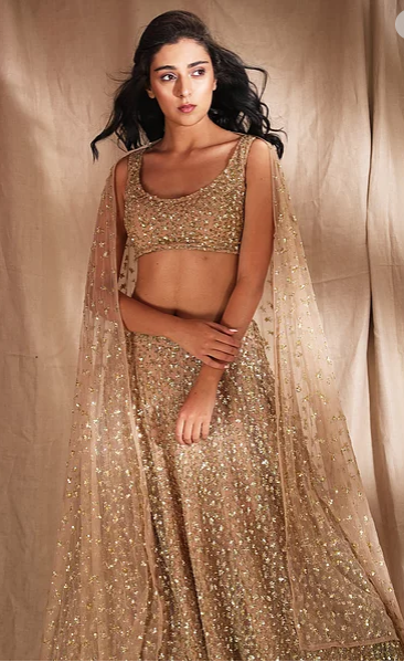 Astha Narang Gold Shimmer Lehenga - The Grand Trunk