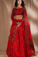 Load image into Gallery viewer, Astha Narang Red Raw Silk motif Lehenga - The Grand Trunk