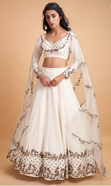 Astha Narang White silk Lehenga - The Grand Trunk