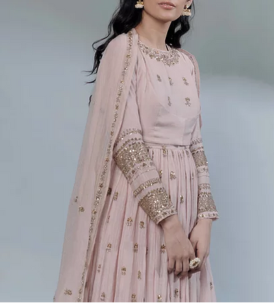 Astha Narang Baby Pink Anarkali - The Grand Trunk