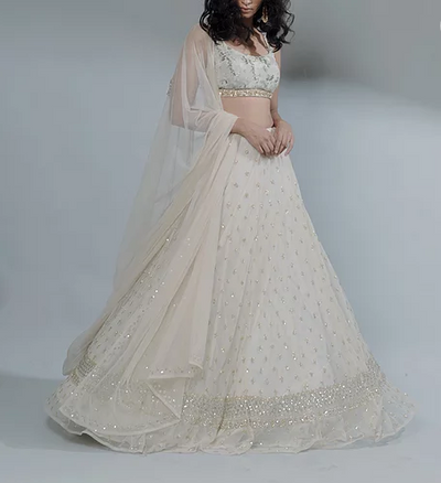 Astha Narang Off White Bootie Lehenga Set - The Grand Trunk