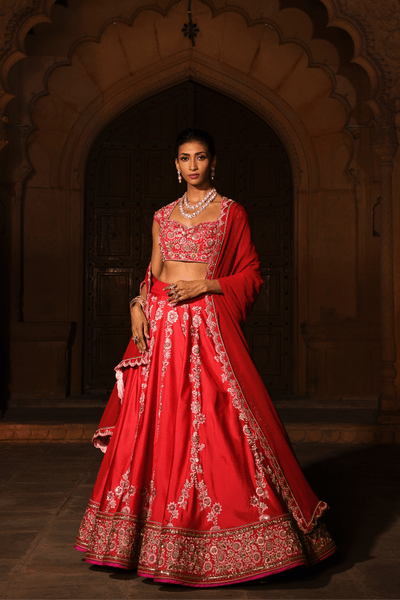 Renu Tandon - Surkh Floral lehenga - The Grand Trunk