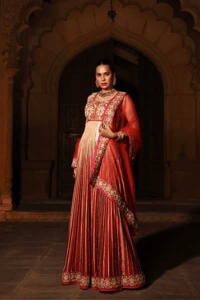 Renu Tandon - Gota Surkh Anarkali Suit - The Grand Trunk