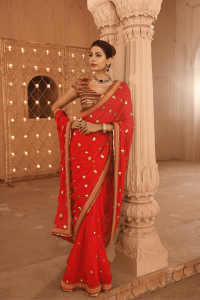 Renu Tandon - Gota Surkh Saree - The Grand Trunk