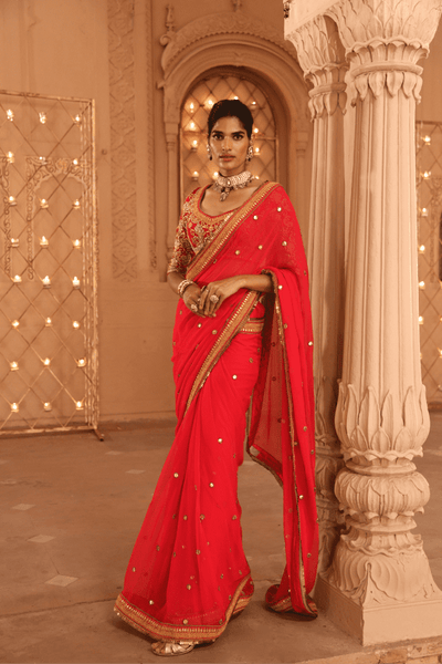 Renu Tandon - Surkh Zari Saree - The Grand Trunk