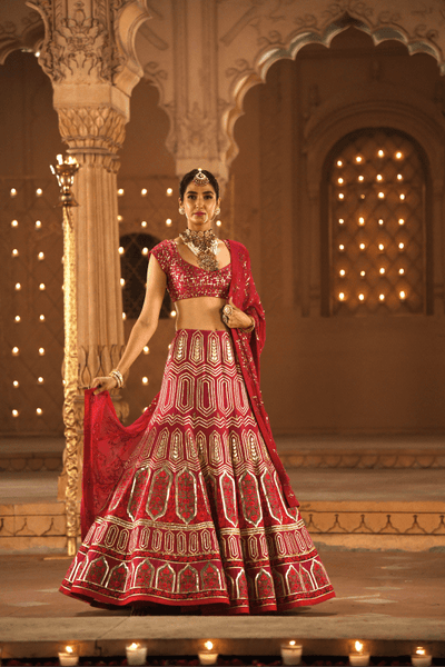 Renu Tandon -Khushnuma Gold Foil Bridal Lehenga - The Grand Trunk