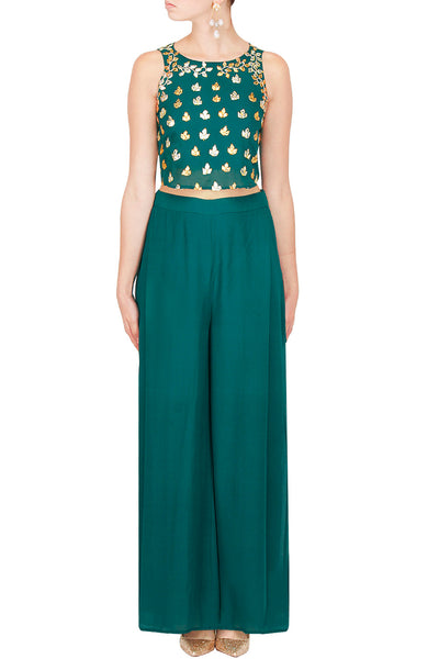 Teal Green Crop top set - The Grand Trunk