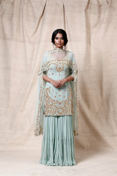 Ice blue  sharara  set - The Grand Trunk