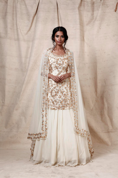 cream lengha set - The Grand Trunk