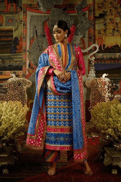 Mayyur Girotra - silk kurta coordinated with churidar dupatta - The Grand Trunk