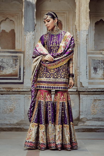 Mayyur Girotra - Burgundy Gharara set - The Grand Trunk