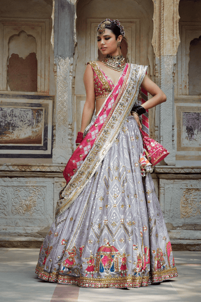 Mayyur Girotra - grey lehenga set - The Grand Trunk