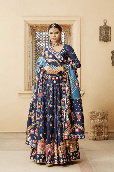 Mayyur Girotra- Navy Blue Anarkali set - The Grand Trunk