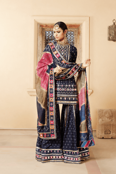 Mayyur Girotra-  navy blue gharara set - The Grand Trunk