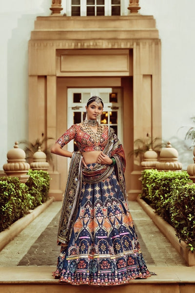 Mayyur Girotra - blue lehenga set - The Grand Trunk