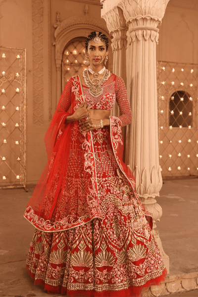 Renu Tandon - Surkh Hand Embellished Bridal Lehenga - The Grand Trunk